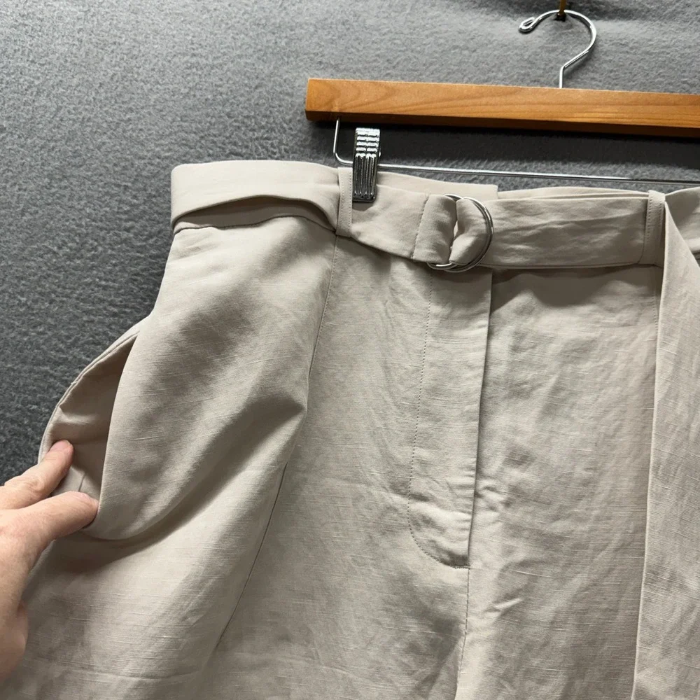 Banana Republic Pants Womens 14 (37x28) Seamed Peg High Rise Barrel Tencel Linen